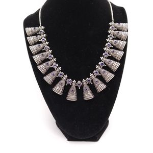 Faux Oxidized silver tone bohemian style necklace